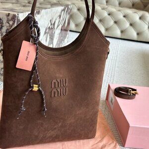 Miu Miu Brown Suede Tote Bag